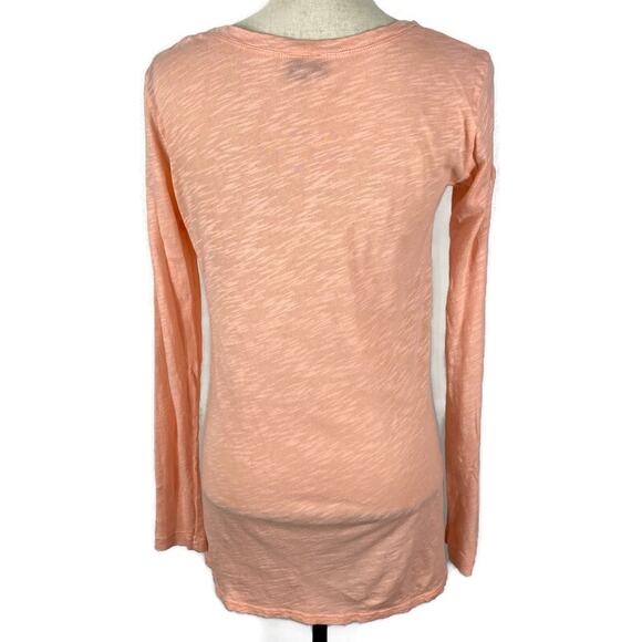 Left of Center Henley Top Anthropologie Button Scoopneck Tunic Pink Womens XS - Picture 3 of 10